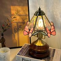 Lampe de table papillon moderne Éclairage d'ambiance en bois massif pour bureau d'étude, chevet chambre de fille et table de chevet décorative pour la maison