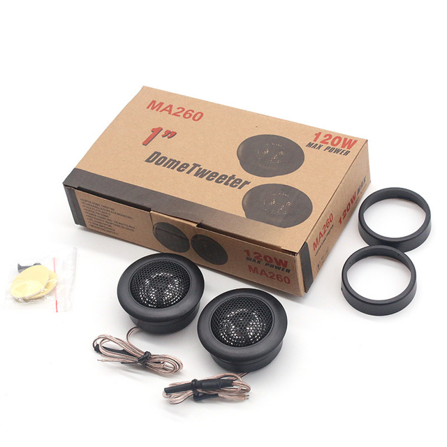 120W High Efficiency Mini Dome Tweeter Speaker 12V Loudspeaker Audio Auto Sound Speaker for Car Audio System 2pcs/pair