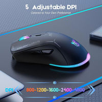 Ratón para Juegos Onikuma CW917 Mini, Cableado e Inalámbrico 2.4G, Modo Dual, 4800 DPI, Recargable, RGB, Ergonómico, Programable, para Computadora Portátil