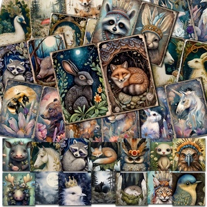 JAI IMAN 60 piezas (papel de fondo y pegatina) Juego de decoración de basura DIY de animales de fantasía para manualidades de papel - Product Image 3