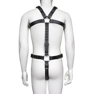 新しいブラックファッションゲイバーショークラブ服セクシーな男性フルレザーボンデージボディスリングSMセックス製品拘束大人のゲーム - Product Image 1