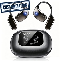 Écouteurs sans fil sportifs JM16 avec écran tactile couleur LCD, audio Hifi, conception OWS à crochet d'oreille et fonction de réveil à l'écran