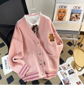 Cardigan <span class=keywords><strong>en</strong></span> tricot style coré<span class=keywords><strong>en</strong></span> vintage pour <span class=keywords><strong>femme</strong></span>, avec fermetures éclair et poches décontractées, nouvelle collection automne-hiver, vente <span class=keywords><strong>en</strong></span> gros - Product Image 6