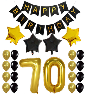 Black Gold 60th 70th 80th Birthday banner e giant number Balloons garland Adult Birthday Anniversary background Party decor set - Product Image 1