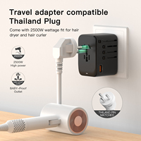 Adaptateur de voyage universel GaN 65W, adaptateur secteur international, adaptateur de prise de voyage tout-en-un pour les États-Unis, le Royaume-Uni, l'Europe et l'Australie