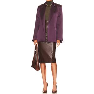 Jupe crayon en similicuir vegan, coupe slim, couleur unie, longueur genou, avec fermeture éclair au dos, pour femmes - Product Image 5