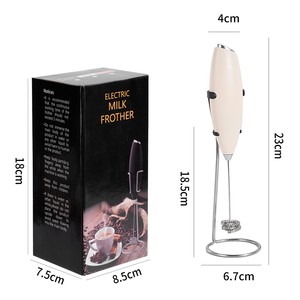 Mousseur à lait portatif, batteur à café avec support, fonctionne avec 2 piles AA, fouet en acier inoxydable, mélangeur de poudre protéinée - Product Image 1