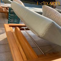 Chaise longue d'extérieur en teck écologique et imperméable avec coussins à séchage rapide, design moderne pour hôtels, complexes hôteliers et jardins, chaise longue individuelle