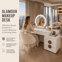Meilleures ventes : Coiffeuse moderne avec haut-parleur Bluetooth, miroir éclairé extensible pour chambre, idéale pour petits espaces
