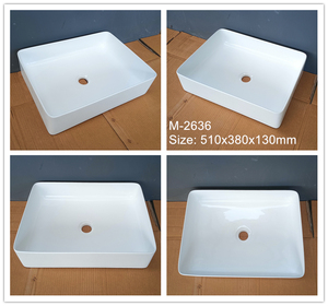 Lavabo de salle de bain en céramique blanche de luxe moderne, prix direct usine, lavabo rectangulaire à poser sur comptoir <span class=keywords><strong>pour</strong></span> hôtel et maison - Product Image 3