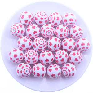 Moda grande a granel forma redonda Rojo Negro 20MM acrílico plástico mariquitas Bubblegum cuentas para lindo collar - Product Image 3