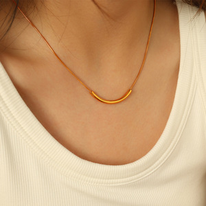 Geometric <b>Titanium</b> Steel Necklace Gold <b>Chain</b> Simple Clavicle Pendant For Women Gift Jewelry - Product Image 3