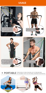 สายรัดแรงต้านและเชือกโยคะ ยางยืดออกกำลังกาย พร้อมบาร์ฝึกซ้อม 12 ชิ้น ชุดยางยืดออกกำลังกาย - Product Image 6