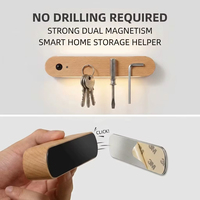Veilleuse en bois à détecteur de mouvement PIR avec support magnétique pour clés, solution de rangement pour entrée, lampe de nuit LED rechargeable