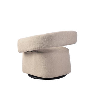 كرسي Carlford بتصميم أوروبي مميز، كرسي دوار أبيض على الطراز الإسكندنافي، كرسي استرخاء دائري مناسب للمنزل وغرفة المعيشة وغرفة النوم - Product Image 2