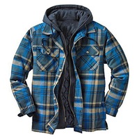 Blouson matelassé à carreaux pour homme, en polyester, avec fermeture éclair, épais, séchage rapide, grande taille, à capuche, hiver, décontracté, best-seller