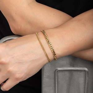 3mm <b>Fashion</b> Jewelry Unisex Hiphop Stainless Steel 14K Gold Plated Rhodium Plated Flat Curb Cuban Link Chain <b>Bracelets</b> <b>Bangles</b> - Product Image 3