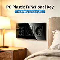 Prise murale UBARO 224 Type 3, norme européenne, USB A+C, série M, verre trempé, 16A, Schuko triple, IP20