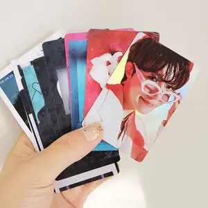 Custom Design Popular Bangtan Boys Star Double Sides Paper Card Slogan Gift Postcard Holographic Kpop Photocards for Collection