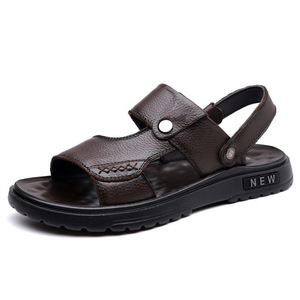 รองเท้าแตะฤดูร้อนสำหรับผู้ชายหนังนิ่มแบบสวมพื้นหนารองเท้าชายหาดลำลองขนาด 46-47 สีดำสีน้ำตาล - Product Image 3