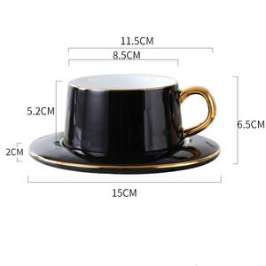 Taza de Cerámica Creativa de Estilo Europeo con Platillo de Lujo, Juego de Taza de Café Pequeña con Borde Dorado, Bandeja y Cuchara Incluidos - Product Image 4