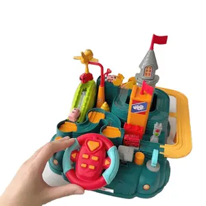Children's Electric Machice Train Steering Wheel Pass Game Tunnel Tower Inertia Adventure game Race Track Car Play Set Slot Toys