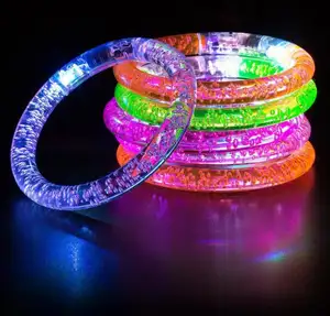 LED Rave Bracelets Party Favors Light Up Acrylic Bangle for Thanksgiving Christmas Birthday Halloween Gifts