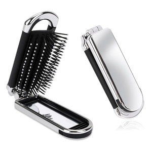Fashion Cute Design Folding Hair <b>Brush</b> With Mirror Portable Travel Pocket Hair Comb with Mirror - Product Image 1