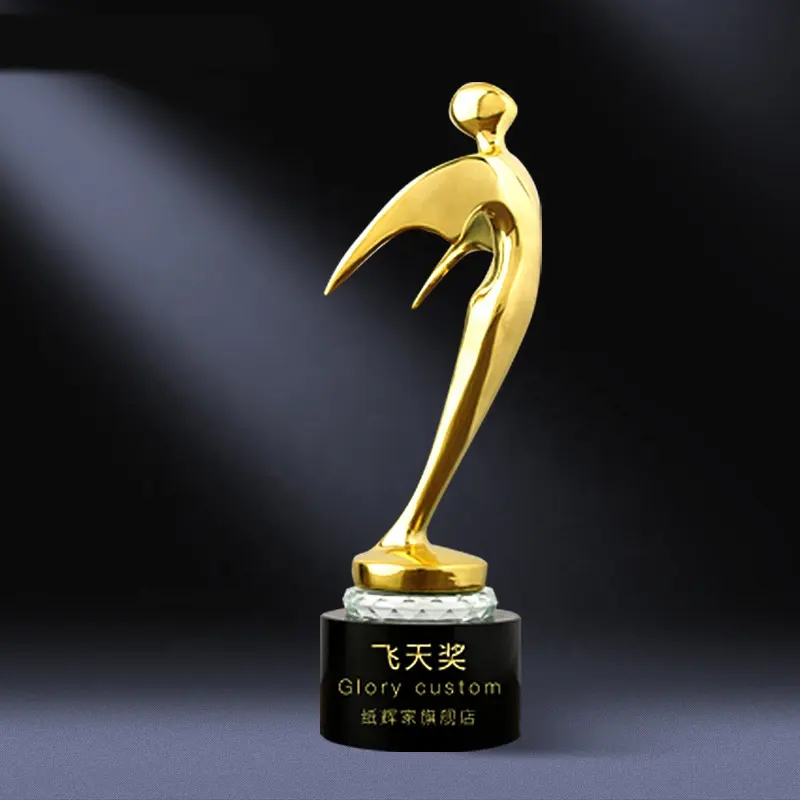 Sonho Asa Resina Troféus De Cristal Personalizado Oscar Dourado Pequena Estatueta Metal Anjo Prêmio Troféu De Cristal