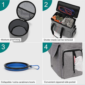 Evcil dişli çok fonksiyonlu cepler Oxford bez köpek haftasonu çanta 2 katlanabilir çanaklar ile evcil hayvan seyahat çantası Set - Product Image 5