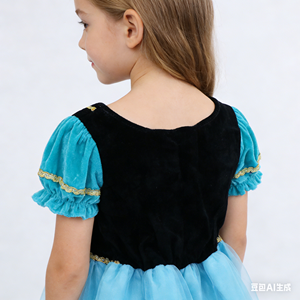 Vestido de <span class=keywords><strong>Sirena</strong></span> con Bordado para Niña, <span class=keywords><strong>Disfraz</strong></span> de Falda con Volantes y Mangas Abullonadas, Ropa de Verano para Niñas de 6 a 14 Años, Poliéster - Product Image 6