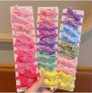 Lot de 10 élastiques à cheveux en nylon couleur bonbon pour bébés filles, accessoires pour cheveux roses, ensemble de nœuds pour enfants - Product Image 1