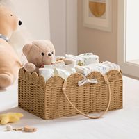 Panier de rangement en corde de papier avec séparateur amovible, organiseur portable pour voiture, pour couches, cadeaux de naissance