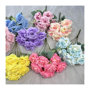 Fleurs artificielles pour la décoration <span class=keywords><strong>de</strong></span> la maison et <span class=keywords><strong>de</strong></span> mariage, Mei Kai, 7 têtes, grande rose <span class=keywords><strong>en</strong></span> forme <span class=keywords><strong>de</strong></span> corne - Product Image 4