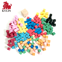 Cube en bois coloré de haute qualité non fini de 15 mm, 50 pièces pour la gravure et la décoration DIY