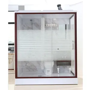 פרויקט מלון XNCP מתחם מקלחת כולל מחיצת מאוורר מעוקלת דלת הזזה זכוכית מתחם מקלחת חדר רחצה אסלה חדר רחצה