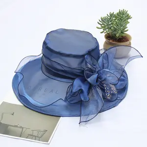 מסיבה אלגנטית רחבה שוליים כלה אורגנזה כנסיית קנטקי דרבי כובע פרחוני פרח תה כובעי חתונה