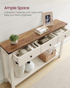 Table de canapé en bois <span class=keywords><strong>VASAGLE</strong></span> LIRY Collection avec 3 tiroirs, étagère de rangement ouverte, style farmhouse, table <span class=keywords><strong>console</strong></span> étroite pour entrée - Product Image 4