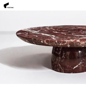 Tavolo Rotondo da Caffè e da Pranzo Popolare Tostone in Marmo Rosso Levanto per Soggiorno Sala da Pranzo Casa Appartamento Design d'Interni - Product Image 5