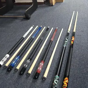 4ชิ้น1/2ชิ้น Jointed Pool cues New 57 "บ้านบิลเลียดบาร์สระว่ายน้ำไม้คิวมีดีไซน์หลากหลาย (ส่งแบบผสม)