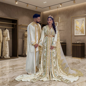 Elegant Embroidered Polyester Maxi <b>Thobe</b> Wedding Floor Floral Pattern Middle East Women Long Sleeve High Neck Traditional Modest - Product Image 2