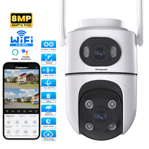 Cámara de Seguridad Inalámbrica Hongnaer ICSee 8MP <span class=keywords><strong>4K</strong></span> WiFi con Alexa y Asistente de Google, <span class=keywords><strong>PTZ</strong></span> 360, Doble Lente para Exteriores, Hogar y Tienda - Product Image 1