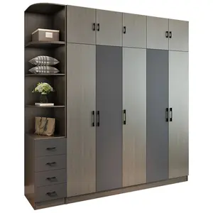 Schlafzimmer möbel Schieben 3 4 5 Tür Kleider schrank Holzplatte Schublade Design neuesten einfachen modernen nordischen Stil Kleider schrank