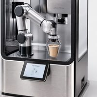 Kiosque à café automatique avec barista robotisé, machine à expresso commerciale, configuration en libre-service sans personnel