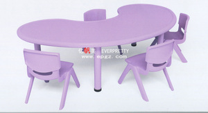 Thời Trang Hiện Đại Mẫu Giáo Đồ Nội Thất Trường Học Hình Dạng U Nhựa Trẻ Em Nghiên Cứu Bàn Ghế Đặt - Product Image 3