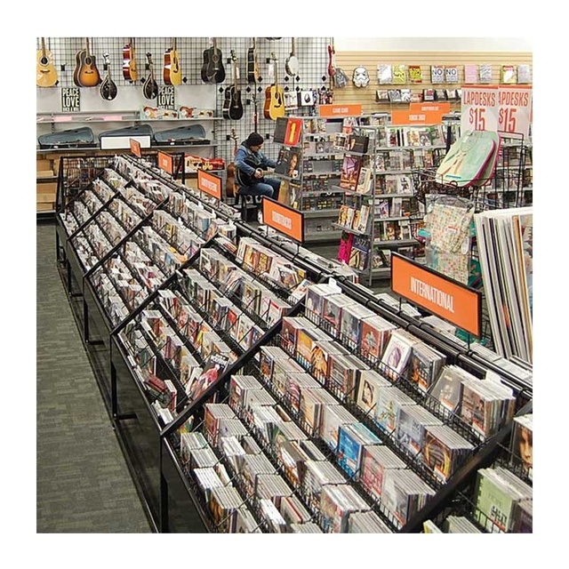 Custom Floor Standing Metal Wire Storage Vinyl Records CD DVD Display Stand for Record Stores and Collectors