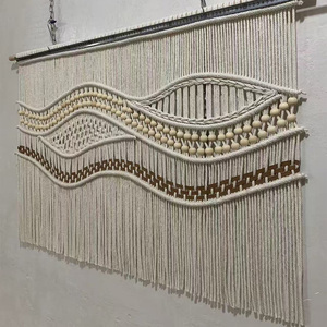 งานถักมือลายคลื่นแนวนอนสไตล์โบโฮสุดหรูสำหรับตกแต่งผนัง เหมาะสำหรับสตูดิโอดีไซน์ภายในและแบรนด์โรงแรม - Product Image 5