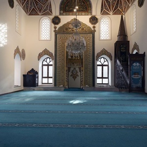 Tappeto di Lusso Bocai in Velluto Reale Goffrato, Spesso e Morbido, Realizzato a Macchina in Nylon per Casa, Moschea, Sala di Preghiera Islamica, Blu - Product Image 3