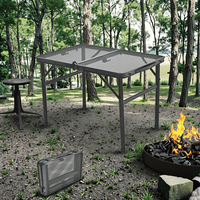Table de barbecue portable et pliable au design moderne avec chariot de rangement intégré et table latérale pour la cuisson en extérieur – Accessoire indispensable pour le barbecue