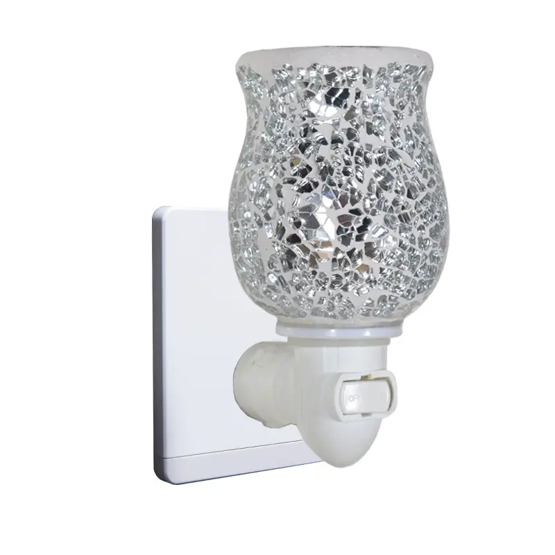 WALKER Crackle Mosaik Kaca Aroma Hangat, Plug Listrik Dalam Pembakar Lilin Beraroma, Lampu Dinding Dekoratif Rumah Aroma Pembakar Minyak